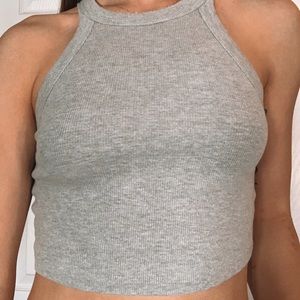 High neck cropped tank top